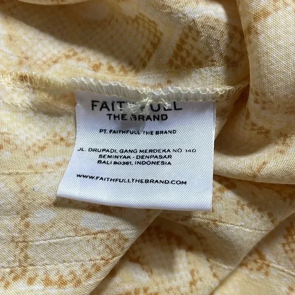 Faithfull the brand yellow snake print tie front long sleeve blouse size 4 - Picture 6 of 9